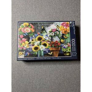 Crown Point Graphics Sunnyside Flower Market 1000 Piece Jigsaw Puzzle Flowers.